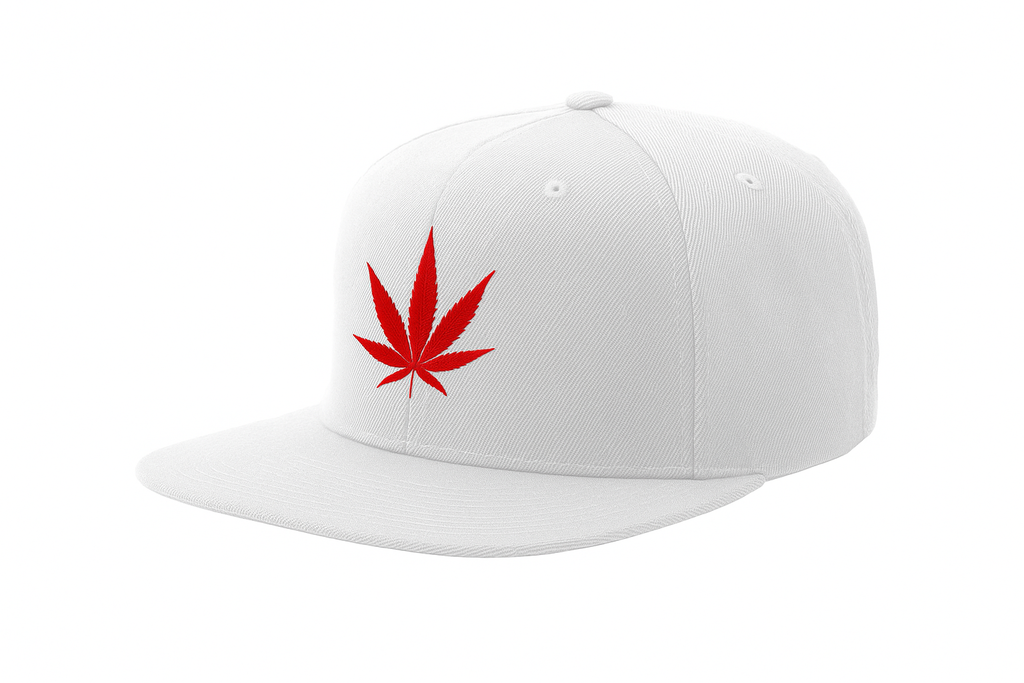 White Marijuana Leaf Hat