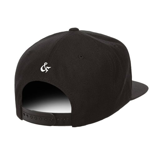 Austin Texas USA snapback hat in black, back view