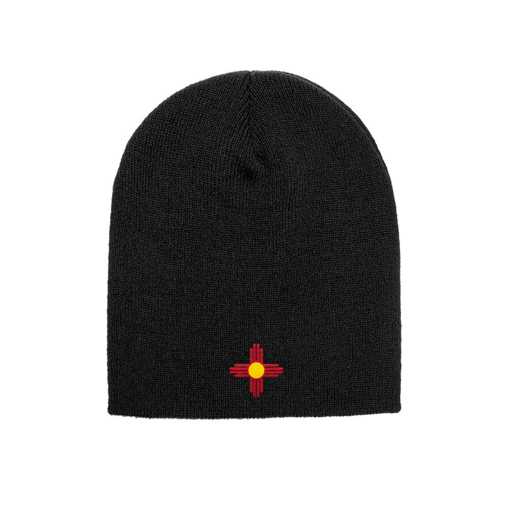 New Mexico Flag beanie in black, front view
