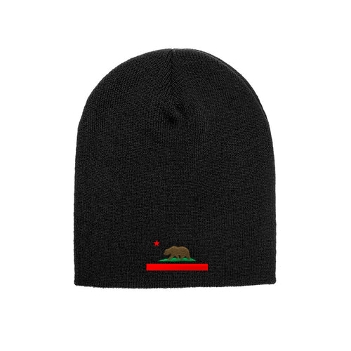 California Republic Flag beanie in black, front view