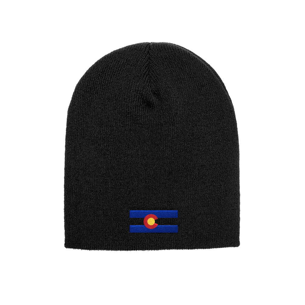 Colorado Flag beanie in black, front view