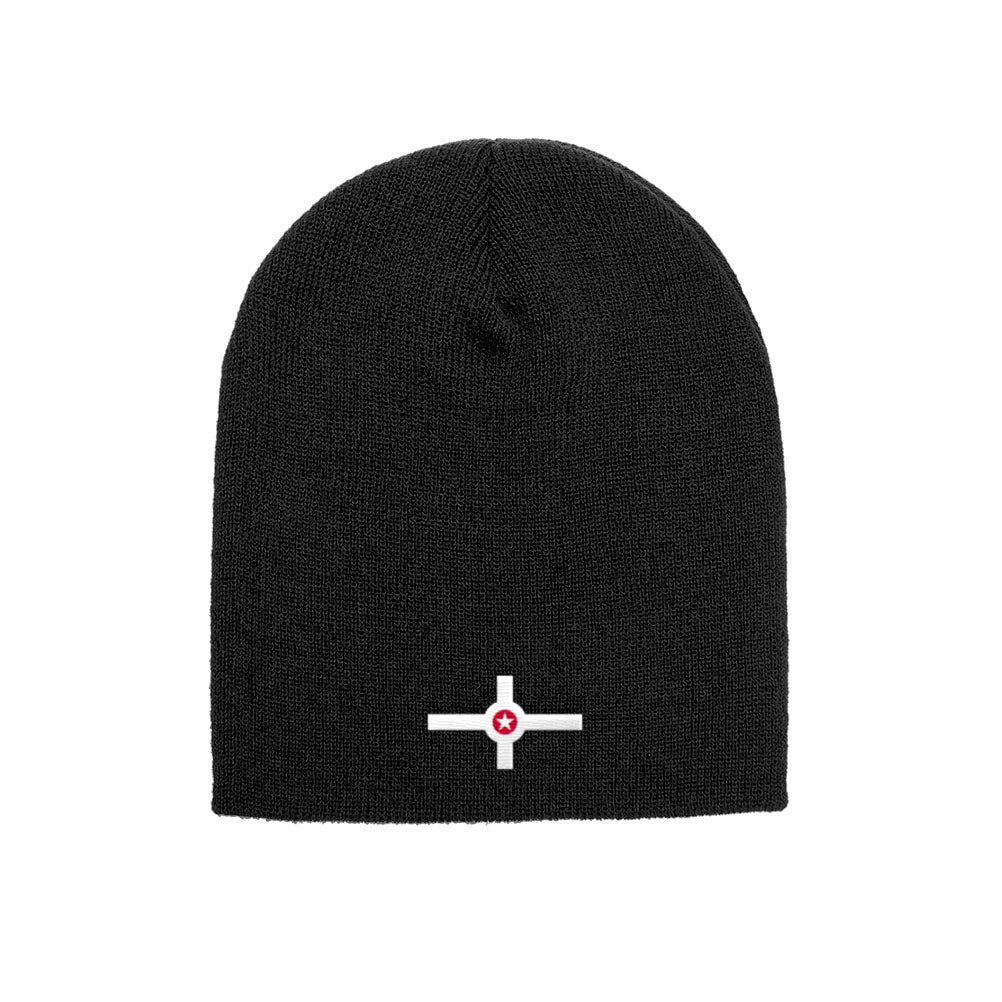 Indianapolis Flag beanie in black, front view
