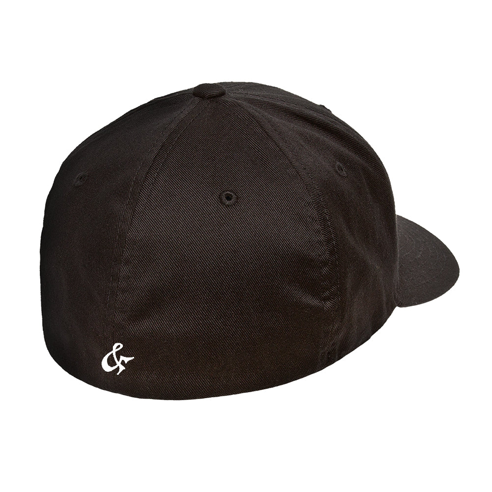 California Republic Flag fitted hat in black, back view