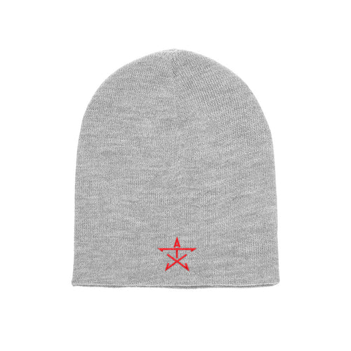 Austin Texas ATX Star beanie in grey, front view