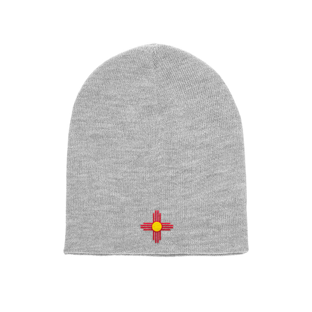New Mexico Flag beanie in grey, front view