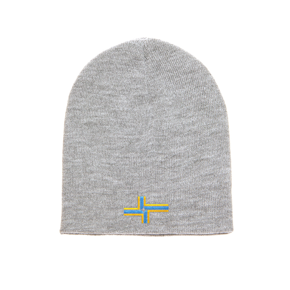 Portland Oregon Flag beanie in grey, front view
