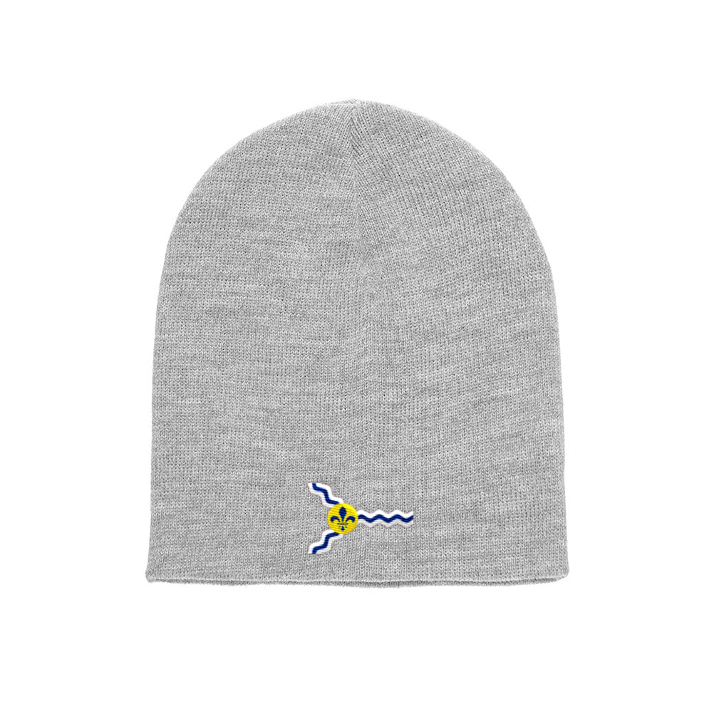 St. Louis Flag beanie in grey, front view