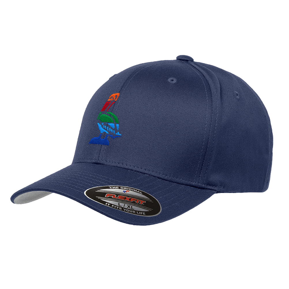 St. Petersburg Florida Flag fitted hat in navy, front view
