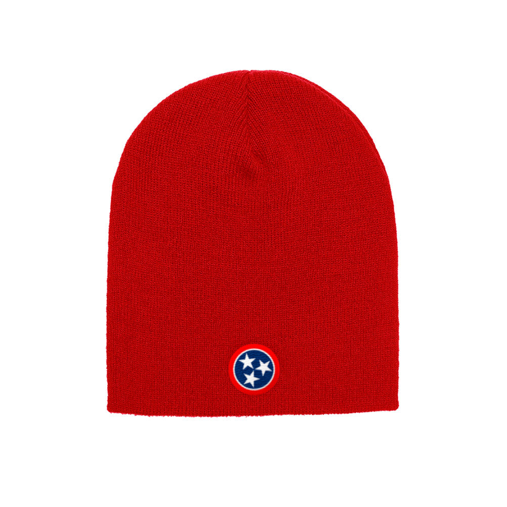 Nashville Tennessee Flag beanie in red, front view
