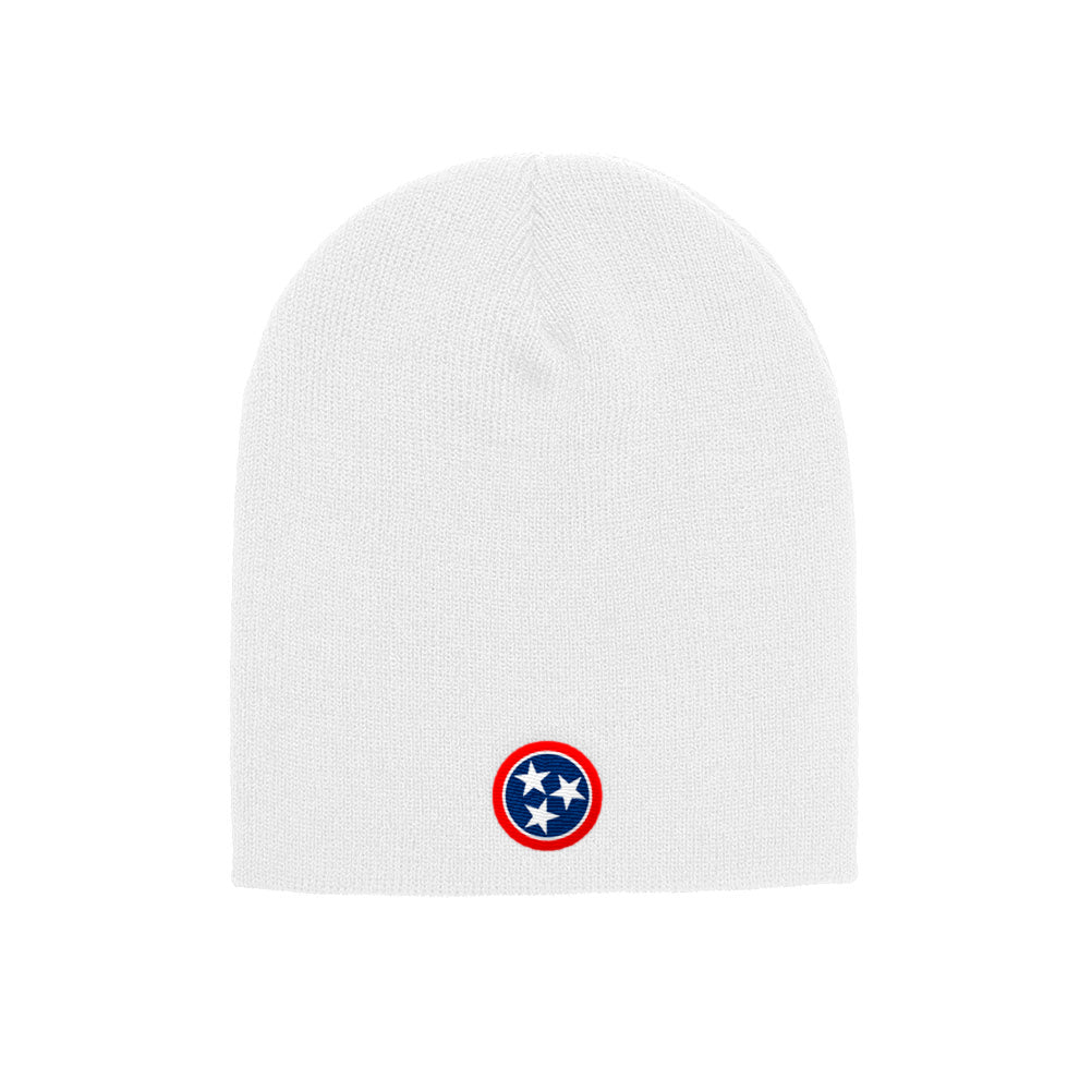 Nashville Tennessee Flag beanie in white, front view