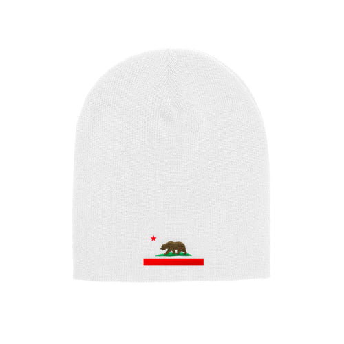 California Republic Flag beanie in white, front view