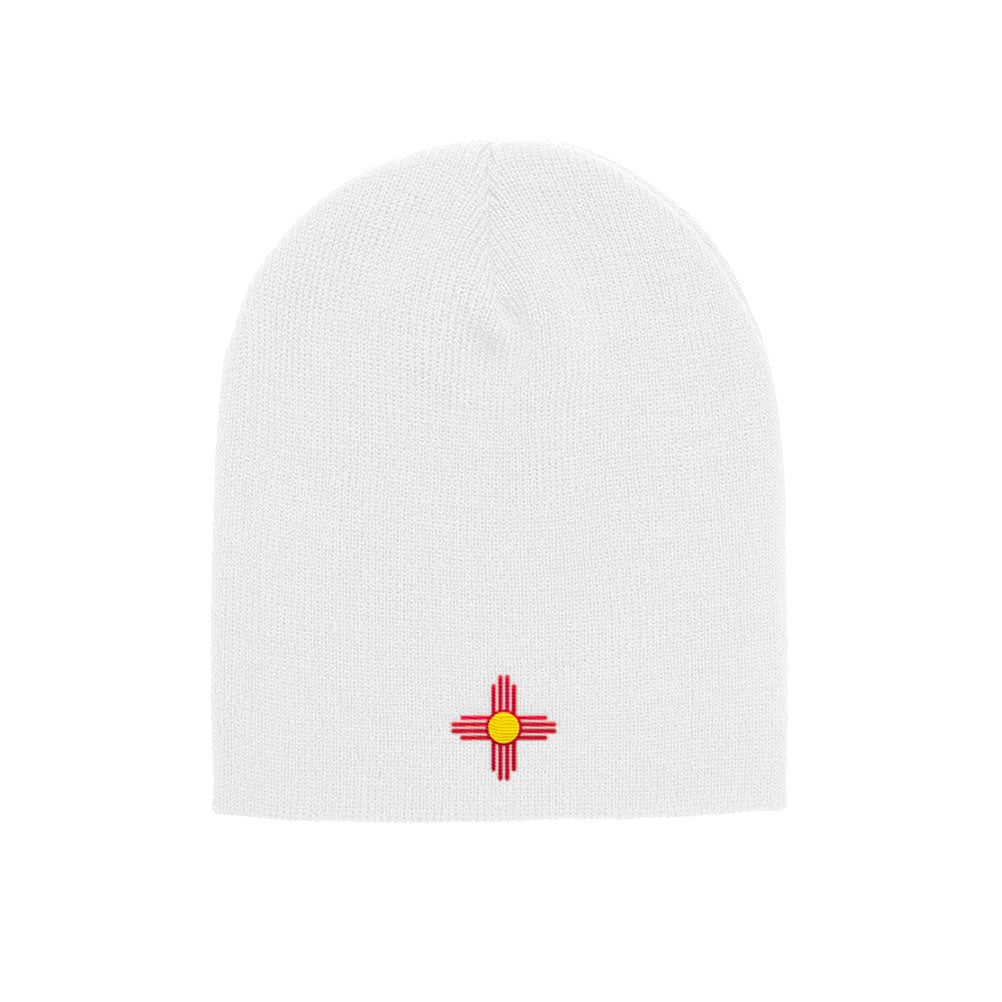 New Mexico Flag beanie in white, front view
