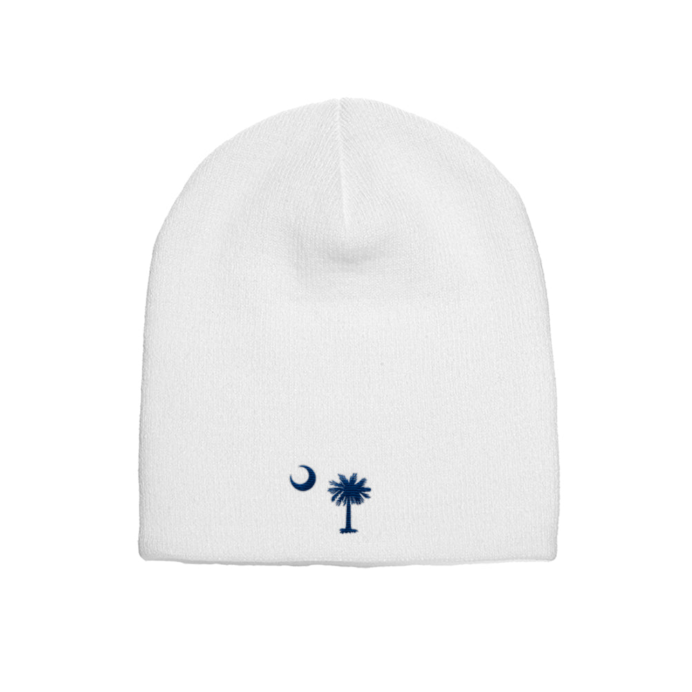 South Carolina Flag beanie in white, front view