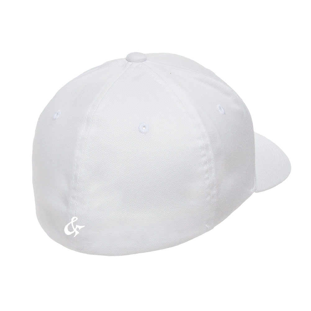 California Republic Flag fitted hat in white, back view